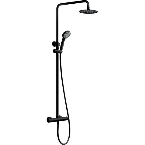 Mice- barra de ducha extensible termostática posee rociador redondo, extraplano, accionamiento mediante botón de ahorro start/stop color negro mate (1/5)