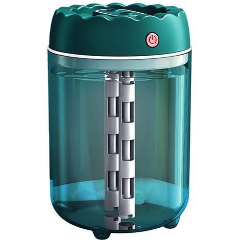 Mini humidificateur de bureau USB pour la maison, la voiture et le bureau. Humidificateur d'air à double pulvérisation, vert foncé. (1/5)