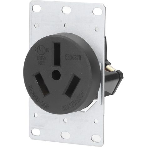 Prise murale 10-50R 50A 125/250V standard US 3 broches en laiton et plastique PA66 pour sécheuse générateur maison (1/5)