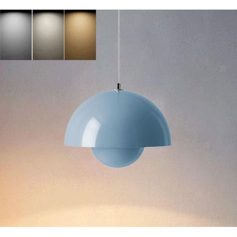 Lustre LED suspendu, lustre danois en forme de fleur, avec ampoule, trois couleurs réglables, pour la chambre, la salle à manger et le salon, bleu (1/5)