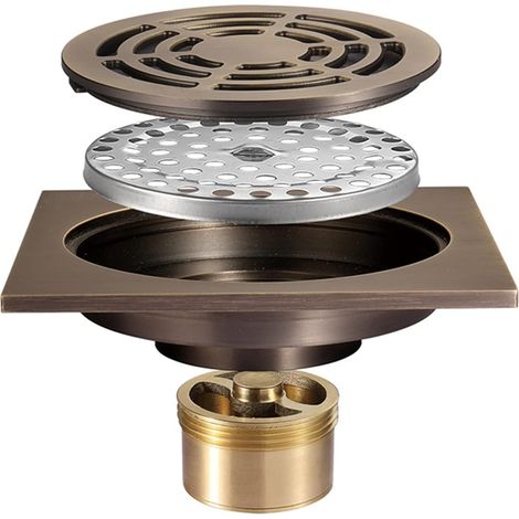 4 Inch Round Shower Drain, Floor Drain with Removable Grate, Chrome Plated Solid Brass Deodorant Shower Drain for Hotel Bathroom (1/5)