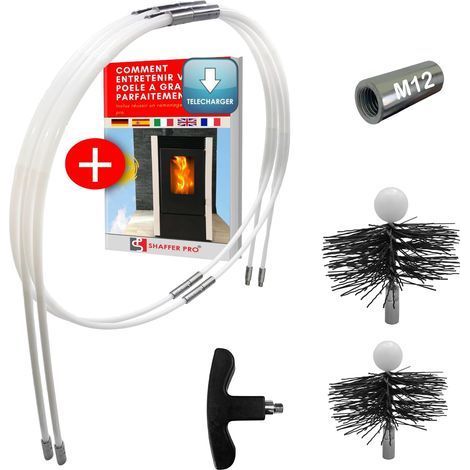 1 Kit Ramonage, 10 Tiges Flexible, Brosse 80mm 100mm, Poêle Granulés (1/5)