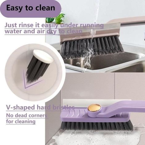 Brosse Rotative Nettoyage Salle de Bain,360 Degrés Brosse Rotative Nettoyage des Interstices avec Crochet Adhésif, Hard Bristle (1/4)