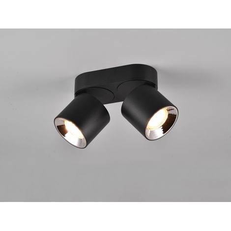 LED Deckenstrahler Schwarz 2 Spots schwenkbar dimmbar, Breite 18cm (1/5)