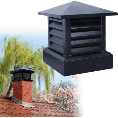 Chapeau de Cheminée en Alliage D'aluminium 35x35 cm, Couvercle de Ventilation de Protection Contre La Pluie et La Neige, Hotte de Cheminée avec Protection Contre Les Oiseaux (1/5)