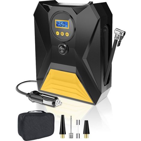 Inflador de neumáticos, compresor de aire portátil de 12 V CC con apagado automático, bomba de aire eléctrica de inflado rápido para neumáticos de coche, bomba digital para neumáticos de coche de 150  (1/5)