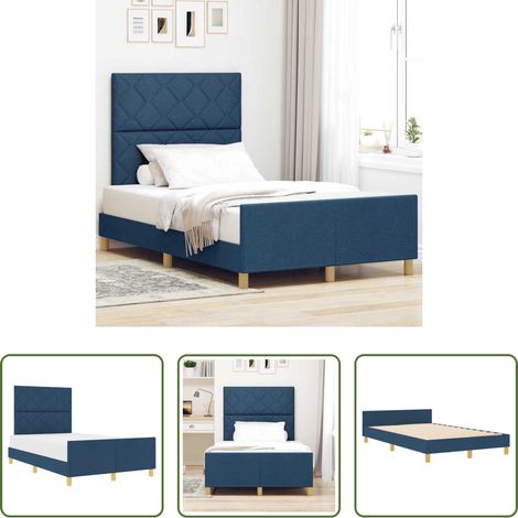 vidaXL Stoffbett - Bettgestell mit Kopfteil Blau 120 x 200 cm Stoff (1/5)