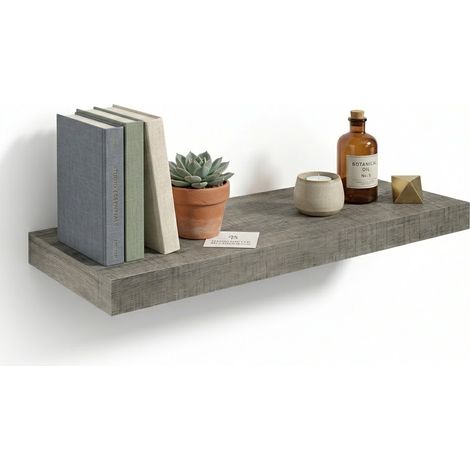 Mensola Sospesa Muro Parete Moderna Melaminico Legno 60x23.5x3.8 Cm Rovere Grigio
