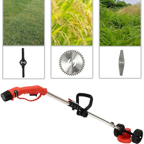 RasenmäHer Mit 4 RäDern Ohne Antrieb SpindelmäHer Mit SchubspindelmäHer Power Push Garden RasenmäHer Mit Klingen Benutzerfreundlich Wald Reis Weizen Stiele MulchmäHer Elektrischer (Rot)