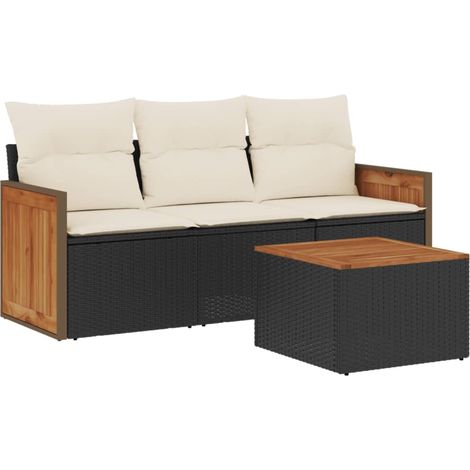 Maison Exclusive - 4-tlg. Garten-Sofagarnitur mit Kissen Schwarz