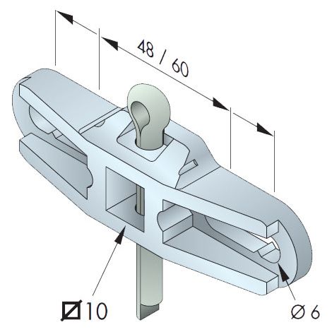 Support Carré 10mm - Entraxe Large - Somfy Simu Tradi