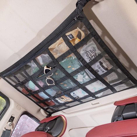 Kaskawise - Filet de rangement de toit pour voiture, 80 x 55 cm, organiseur en maille double couche pour camion, SUV, road trip, camping, poche de charge extensible (1/5)