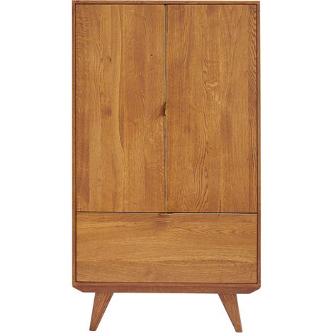 Buffet haut rétro en bois 2 portes 1 tiroir L80 H140 bronze - MALLET (1/4)