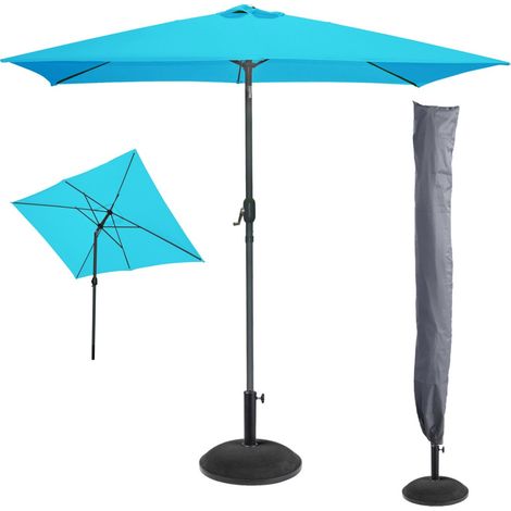 El imprescindible verano: Parasol inclinable turquesa + funda anti-UV + base de cemento 25Kg