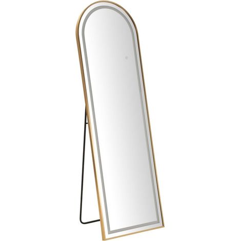 Specchio da terra LED Simple ad arco con cornice oro 57x166 cm