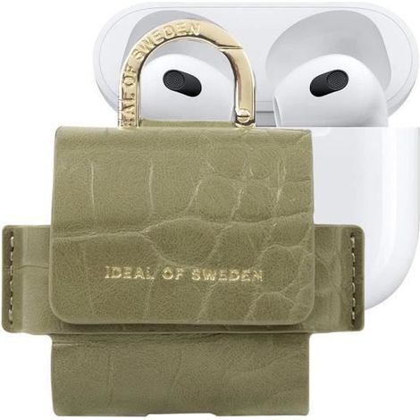 Mini Sac AirPods 3 - IDEAL OF SWEDEN - Modèle Flo - Cuir synthétique - Vert - Mousqueton (1/4)