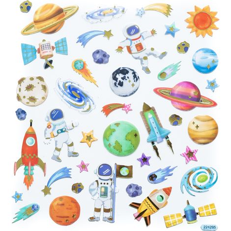 Autocollants décoratifs ESPACE Fusées Planètes 42 pièces