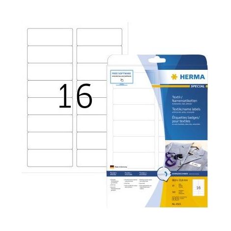 HERMA Textil/Namensetiketten A4 88,9x33,8mm weiß      320St. (4515) (1/5)