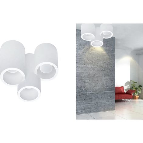 Plafoniera cilindro 3 luci led attacco GU10 in gesso lampada da soffitto moderno bianco verniciabile (1/5)