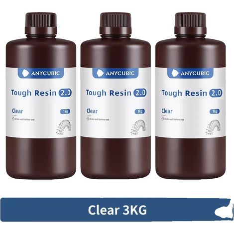Resina per stampanti 3D a base vegetale, lavabile con acqua, Durable 2.0 Trasparente, 3 kg (1/2)