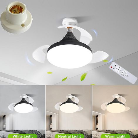 Ventilateur de plafond à intensité variable de 48 W, avec télécommande et contrôle par app, trois vitesses de ventilation, noir (1/5)