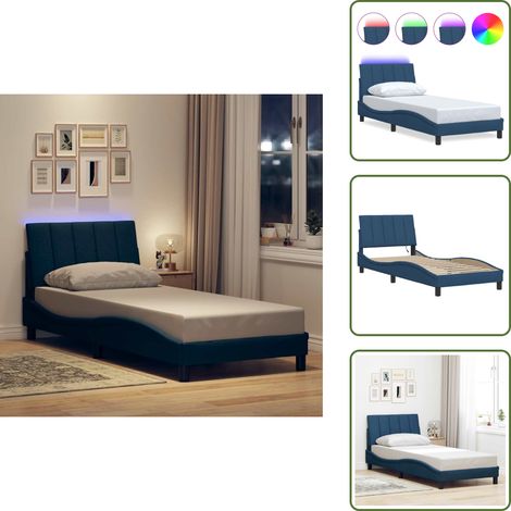 The Living Store Bettgestell ohne Matratze "Hanko" Blau 80x200 cm Stoff - Kopfteil-Kissen (1/5)