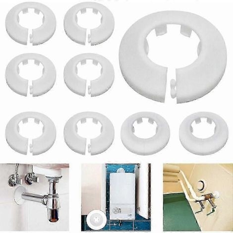 Cache-tuyau de rosace pour radiateur, pour chauffage, plomberie, revêtement mural et de sol, 16 mm / 20 mm / 25 mm, lot de 24 (blanc) (1/5)
