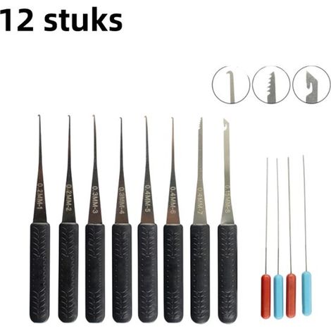 Kit de 12 extracteurs de clés cassées – Outils pour retirer clés cassées et corps étrangers dans serrures automobiles et domestiques – Noir (1/5)