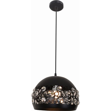 Suspension Candellux Jolina noire Ø30 métal cristal (1/3)