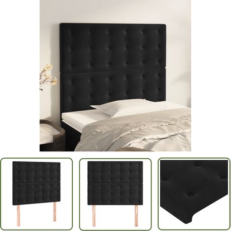 The Living Store Têtes de lit 2 pcs Noir 100x5x78/88 cm Velours - Tête De Lit - Tête De Lit Velours - Meuble De Chambre - Literie - Décoration Chambre (1/5)