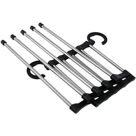 Organisateur de pantalons avec cintre rétractable multifonction 5 en 1 en acier inoxydable (1/4)