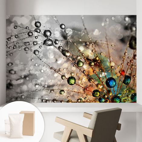 Papier peint intissé à motifs décoratifs pour salon chambre et bureau Décoration murale élégante avec colle Perles de rosée 104x70 cm (1/5)