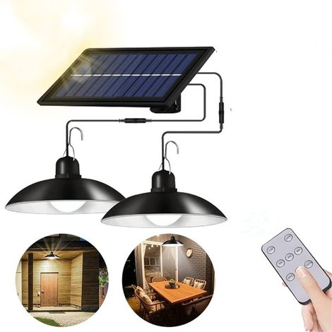 Solarleuchte Außen, 62 LED 4 Modi mit Bewegungsmelder, Fernbedienung, 360° verstellbares Solarpanel, 3 Helligkeiten, IP65 wasserdichter Solarleuchter für Garten, Camping (1/4)