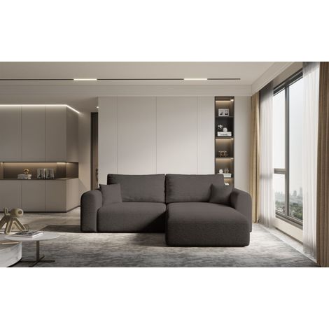 Ecksofa Sofa FLAVIO mit Schlaffunktion Stoff Abriamo Braun Ottomane Rechts (1/5)