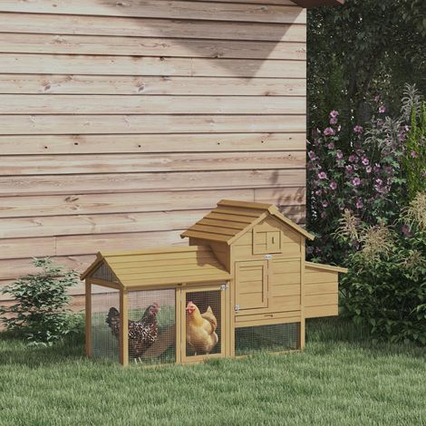Poulailler préfabriqué en bois pour 2 poules avec clÎture et nid pour nid, 151,5x54x87 cm (1/5)
