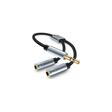 Adaptateur Jack Audio Stéréo,3,5mm stéréo Jack câble Adaptateur Casque,Jack Splitter Compatible avec Casque,Tablette,PC(2pcs,Gris) (1/5)