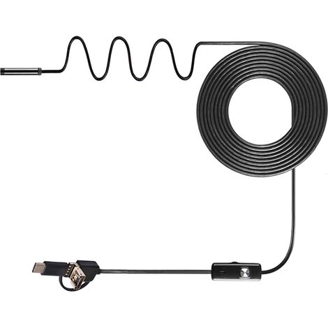 Endoscope industriel 3 en 1 avec caméra d'inspection intégrée, 6 LED, étanche IP67, port USB Type-C, compatible avec smartphones et PC Android. (1/3)
