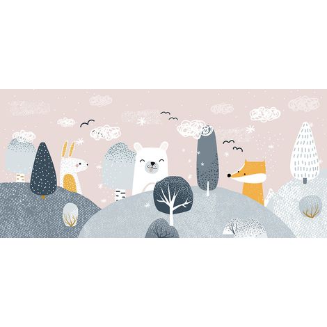 Papier peint panoramique Enfants - Forêt animaux - 260 cm x 119 cm (1/2)