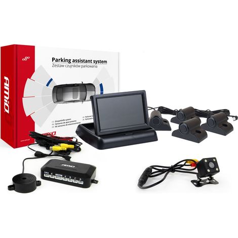 Kit di sensori di parcheggio TFT02 da 4,3" con telecamera HD-315-LED, 4 sensori, nero, per camion (1/5)