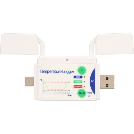Enregistreur de données de température à disque CU 2 en 1, enregistrement de 180 jours, rapports PDF, portable et jetable pour entrepôt et laboratoire (1/5)