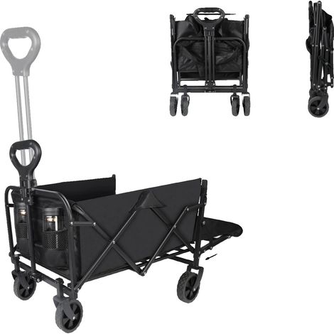 Carrito plegable, construcción robusta, ruedas giratorias de 360°, color negro. (1/2)
