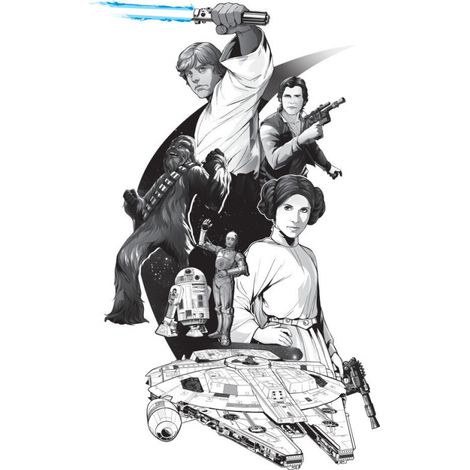 Sticker Mural Géant Star Wars Classique avec lettres de l'alphabet pour personnaliser (1/5)