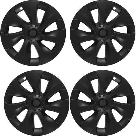 Enjoliveurs de roue noirs mats, 4 pièces, résistance au vent réduite, remplacement élégant et résistant à l'usure pour Tesla modèle Y symétrique