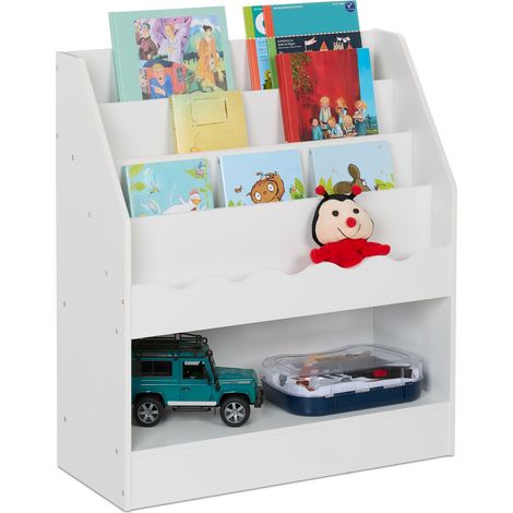 Relaxdays Children's Bookshelf, HWD: 80 x 70 x 30 cm, 5 Open Compartments, Storage Shelves for Books & Toys, White (1/5)