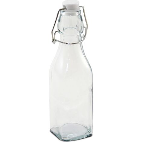 Bouteille en verre - JUANIO - Bouteille carrée (lot de 12) - 0,5 L - Bouchon hermétique à clip - Forme carrée gain de place (1/5)