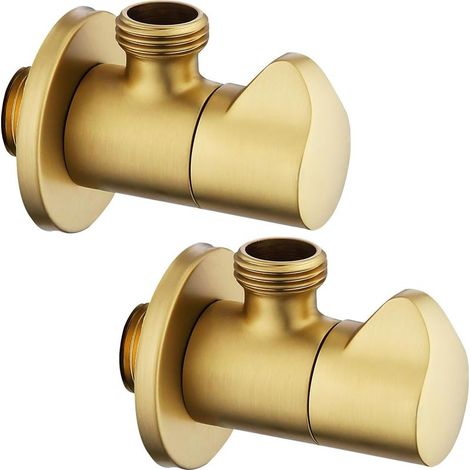Pièces Vanne D'angle, Résistante aux Hautes Températures et aux Hautes Pressions, Interrupteur de Sécurité D'eau Domestique, Adaptée au Robinet de Cuisine, Robinet de Salle de Bain (Dorée) (1/5)