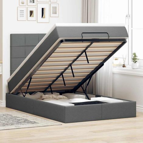 Ottoman-Bett mit Matratze Dunkelgrau 120x200 cm Stoff