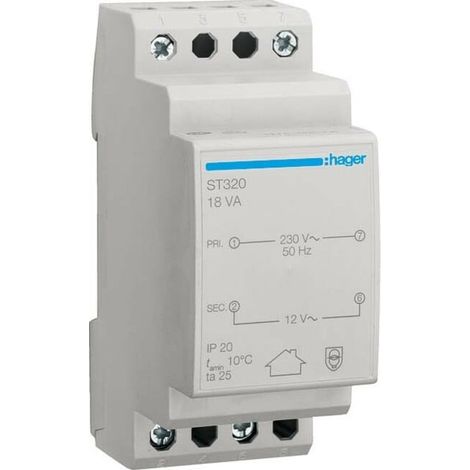 Hager Sicherheitstrafo 230V/12V 18VA 2PLE ST320