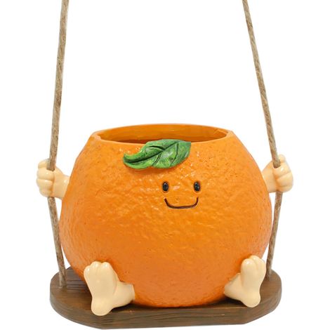 Pot de fleurs résine orange forme balançoire pour plantes succulentes décoration jardin balcon cour extérieur (1/5)