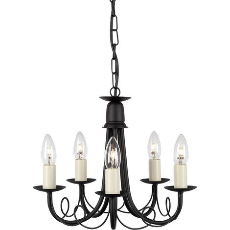 Elstead Minster - 5 Light Chandelier Black Finish, E14 (1/2)